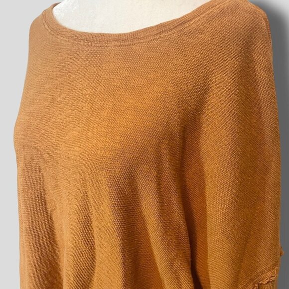 Zenana Size XL Thermal Pullover Sweater Slouch Shoulders Cropped Gold - Picture 5 of 12